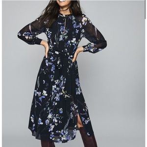 REISS Hetty Floral Printed Midi Dress